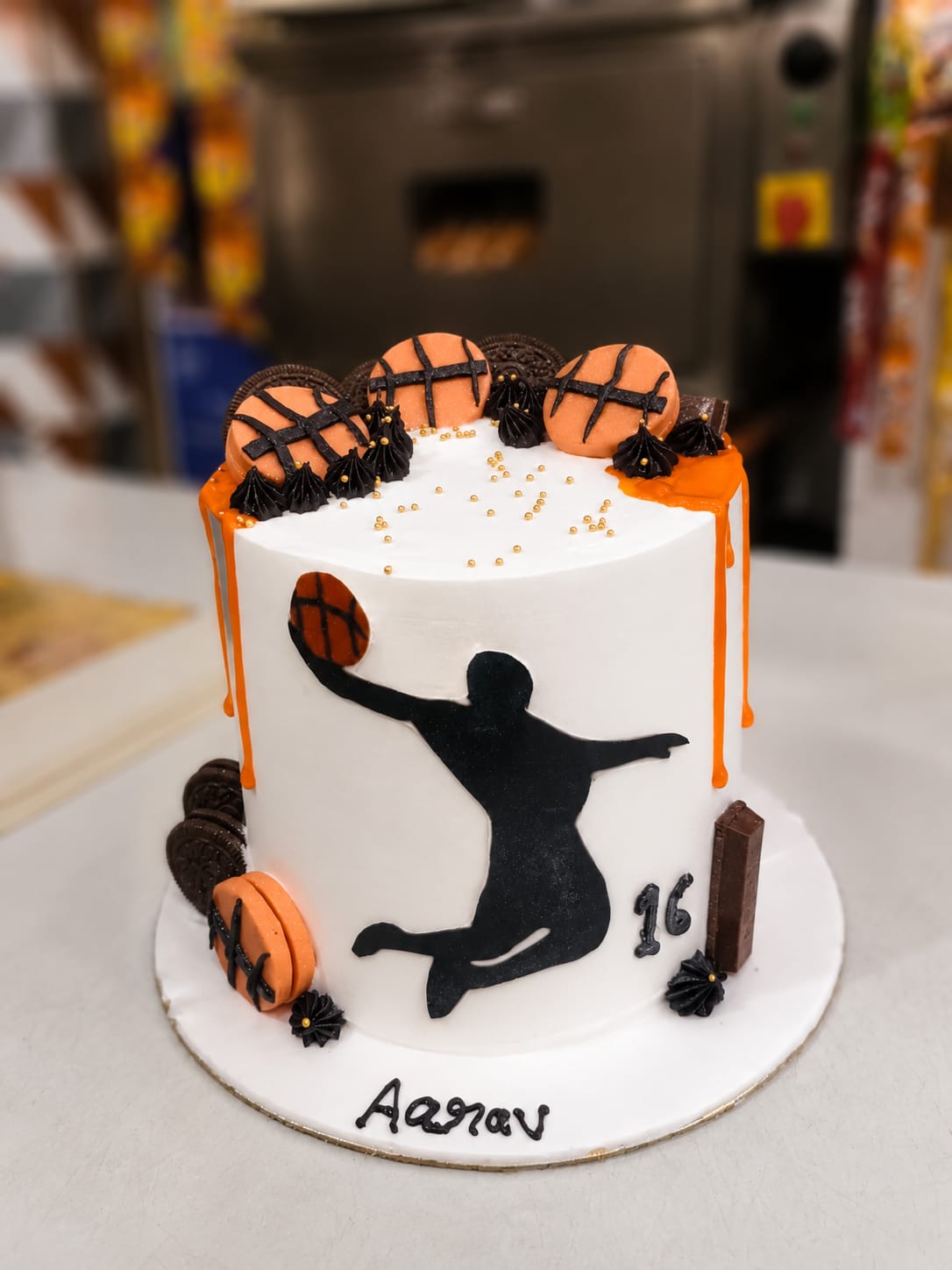 Basketball Theme Blueberry Fondant Cake
